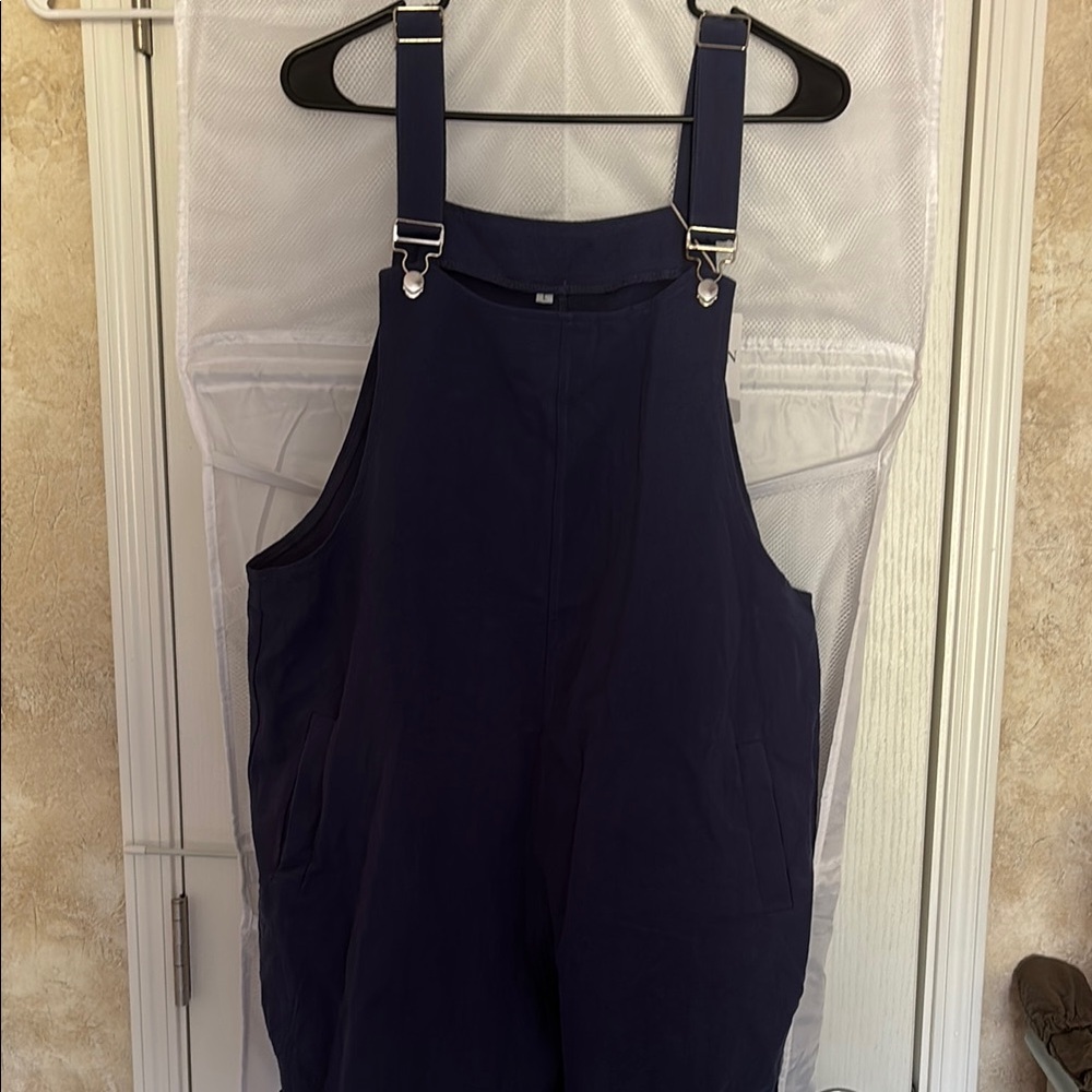 Blue Denim Overalls Shorts with Adjustable Straps